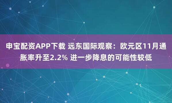 申宝配资APP下载 远东国际观察：欧元区11月通胀率升至2.2% 进一步降息的可能性较低